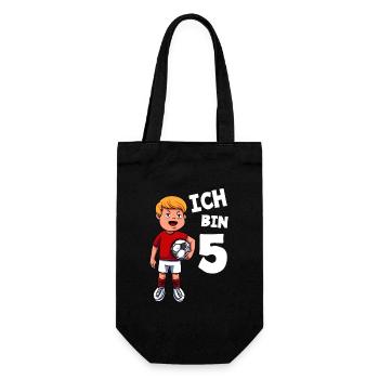 Ich bin 5 Jahre Fußball 5. Geburtstag - Geschenkbeutel für Flaschen - Schwarz - Vorne