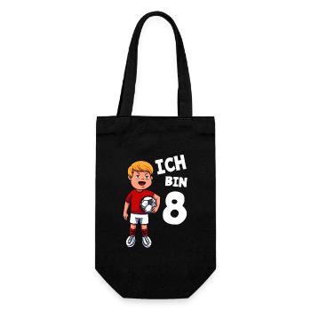 Ich bin 8 Jahre Fußball 8. Geburtstag - Geschenkbeutel für Flaschen - Schwarz - Vorne