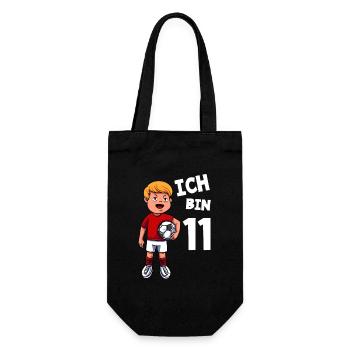 Ich bin 11 Jahre Fußball 11. Geburtstag - Geschenkbeutel für Flaschen - Schwarz - Vorne