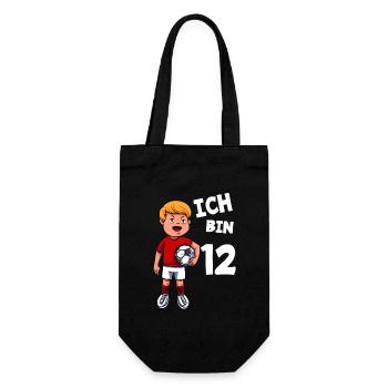 Ich bin 12 Jahre Fußball 12. Geburtstag - Geschenkbeutel für Flaschen - Schwarz - Vorne