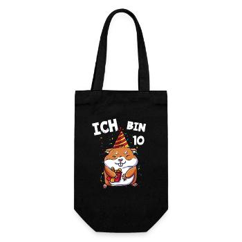 Ich bin 10 Jahre Hamster 10. Geburtstag - Geschenkbeutel für Flaschen - Schwarz - Vorne