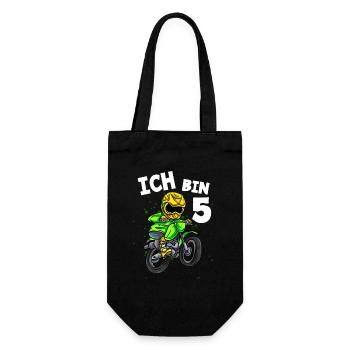Ich bin 5 Jahre Cross Motorrad 5. Geburtstag - Geschenkbeutel für Flaschen - Schwarz - Vorne
