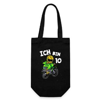 Ich bin 10 Jahre Motorcross 10. Geburtstag - Geschenkbeutel für Flaschen - Schwarz - Vorne