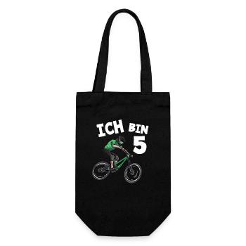 Ich bin 5 Jahre Mountainbike 5. Geburtstag - Geschenkbeutel für Flaschen - Schwarz - Vorne