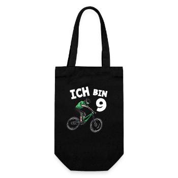 Ich bin 9 Jahre Mountainbike 9. Geburtstag - Geschenkbeutel für Flaschen - Schwarz - Vorne