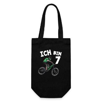 Ich bin 7 Jahre Mountainbike 7. Geburtstag - Geschenkbeutel für Flaschen - Schwarz - Vorne