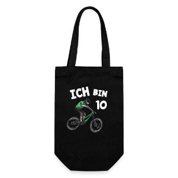 Ich bin 10 Jahre Mountainbike 10. Geburtstag - Geschenkbeutel für Flaschen - Schwarz - Vorne