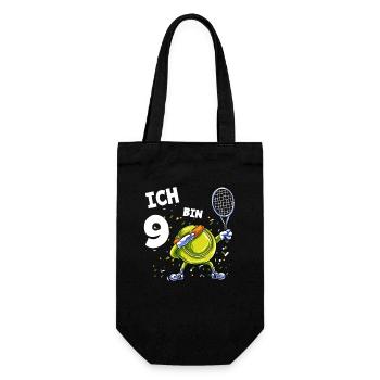 Ich bin 9 Jahre Tennis 9. Geburtstag - Geschenkbeutel für Flaschen - Schwarz - Vorne