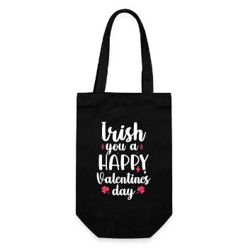 Irish You A Happy Valentine's Day Holiday Pink - Gift Bag for Bottles - black - Front