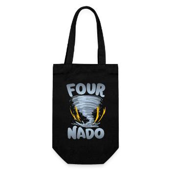 Four-nado warning 4th birthday | Tornado - Gift Bag for Bottles - black - Front