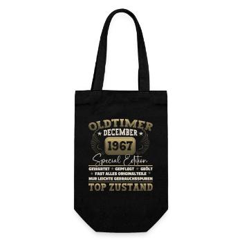 Oldtimer Dezember 1967 - 55. Geburtstag Geschenk - Geschenkbeutel für Flaschen - Schwarz - Vorne