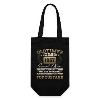 Oldtimer Dezember 1957 - 65. Geburtstag Geschenk - Geschenkbeutel für Flaschen - Schwarz - Vorne