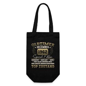 Oldtimer Dezember 1962 - 60. Geburtstag Geschenk - Geschenkbeutel für Flaschen - Schwarz - Vorne
