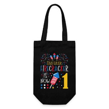 This little firecracker is now 1 4 July 1. - Gift Bag for Bottles - black - Front