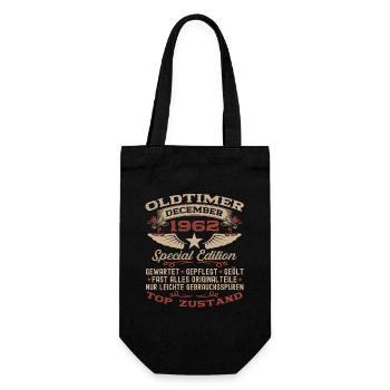 Oldtimer Dezember 1962 - 60. Geburtstag Geschenk - Geschenkbeutel für Flaschen - Schwarz - Vorne