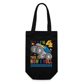 Ich Bin 4 Es Ist, Wie Ich Rollen | Monster Truck - Geschenkbeutel für Flaschen - Schwarz - Vorne