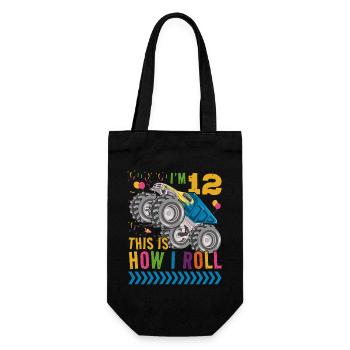 Ich Bin 12 Es Ist, Wie Ich Rollen | Monster Truck - Geschenkbeutel für Flaschen - Schwarz - Vorne