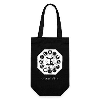 Sternzeichen Waage 002 weiß - Geschenkbeutel für Flaschen - Schwarz - Vorne