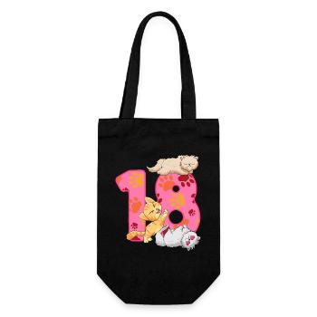 18. Geburtstag Kätzchen | Katze Geburtstag Shirt - Geschenkbeutel für Flaschen - Schwarz - Vorne
