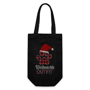 Merry Christmas Weihnachts Outfit mit Hund - Geschenkbeutel für Flaschen - Schwarz - Vorne
