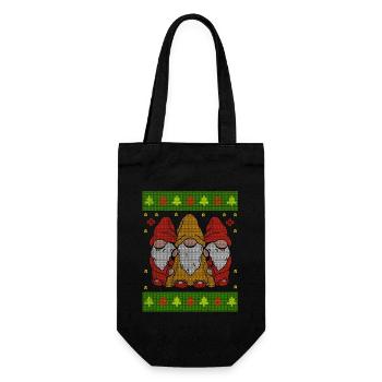 Weihnachten Wichtel Süße Weihnachtswichtel Motiv - Geschenkbeutel für Flaschen - Schwarz - Vorne