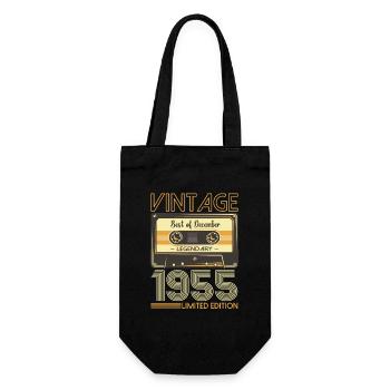 December Born 1955 67th birthday gift - Gift Bag for Bottles - black - Front