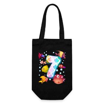 7. Geburtstag | Regenbogenfisch Geburtstag | - Geschenkbeutel für Flaschen - Schwarz - Vorne