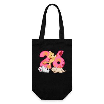26th birthday kitten | Cat Birthday Shirt - Gift Bag for Bottles - black - Front