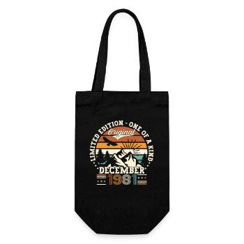 December Born 1981 41st birthday gift - Gift Bag for Bottles - black - Front