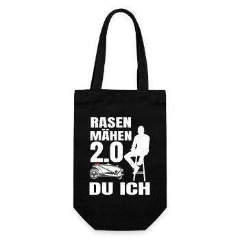RASEN MÄHEN 2.0 DU ICH | Elektroauto Shirt | - Geschenkbeutel für Flaschen - Schwarz - Vorne