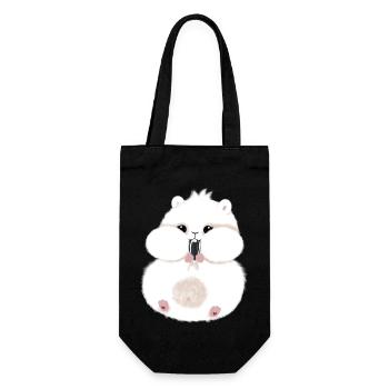 Hamster Marshmallow 🐹 - Geschenkbeutel für Flaschen - Schwarz - Vorne