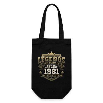 Born 1981 January 42nd birthday Gift man - Gift Bag for Bottles - black - Front