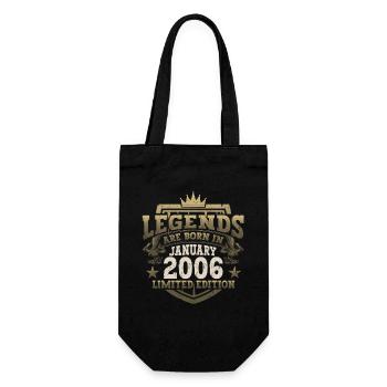 Born 2006 January 17th birthday Gift man - Gift Bag for Bottles - black - Front