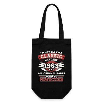 Born 1963 January 60th birthday Gift man - Gift Bag for Bottles - black - Front