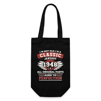 Né en 1948 Janvier 75e anniversaire Homme cadeau - Sac à bouteille - noir - Devant