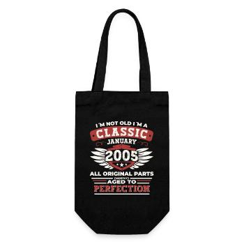 Né le 18 janvier 2005 Homme cadeau - Sac à bouteille - noir - Devant