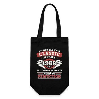 Né 1988 Janvier 35th anniversaire Homme cadeau - Sac à bouteille - noir - Devant