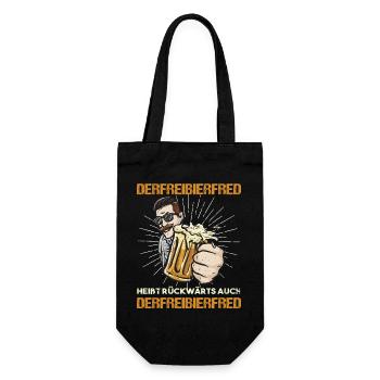 Derfreibierfred Heißt Rückwärts Auch Bier - Geschenkbeutel für Flaschen - Schwarz - Vorne