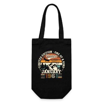 Born 1961 January 62nd birthday gift man - Gift Bag for Bottles - black - Front