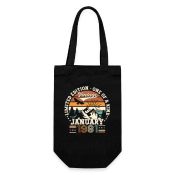 Born 1981 January 42nd birthday Gift man - Gift Bag for Bottles - black - Front