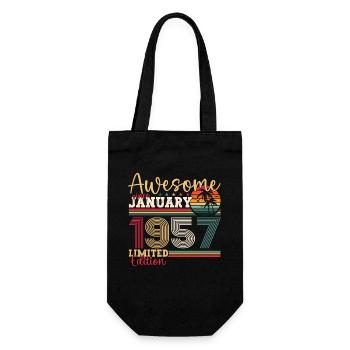 Né en 1957 Janvier 66e anniversaire Homme cadeau - Sac à bouteille - noir - Devant