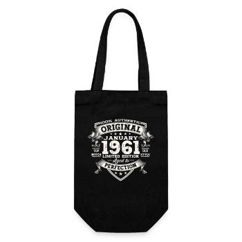 Born 1961 January 62nd birthday gift man - Gift Bag for Bottles - black - Front