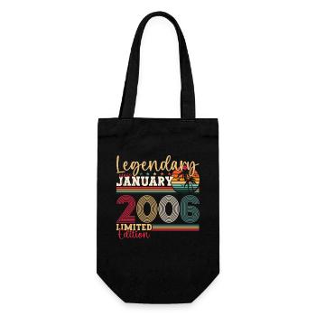 17th birthday vintage 2006 January gift man - Gift Bag for Bottles - black - Front
