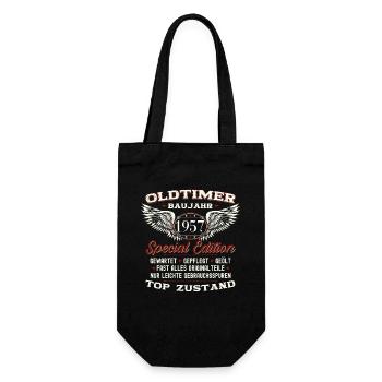 66. Geburtstag Oldtimer Jahrgang 1957 Geschenk - Geschenkbeutel für Flaschen - Schwarz - Vorne