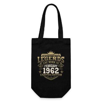 February born 1962 61st birthday gift man - Gift Bag for Bottles - black - Front