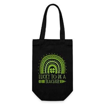 Lucky To Be A Teacher Education St. Patrick's - Gift Bag for Bottles - black - Front