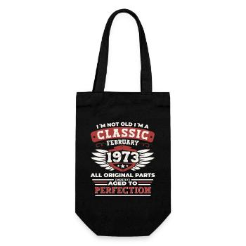 50th birthday February Born 1973 Gift - Gift Bag for Bottles - black - Front
