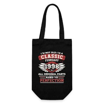 25e anniversaire Février Né 1998 Cadeau - Sac à bouteille - noir - Devant