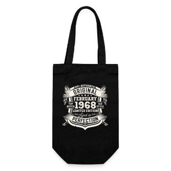February born 1968 55th birthday gift man - Gift Bag for Bottles - black - Front