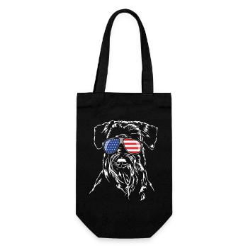Schnauzer Amerika Fahne Sonnenbrille Wilsigns - Geschenkbeutel für Flaschen - Schwarz - Vorne